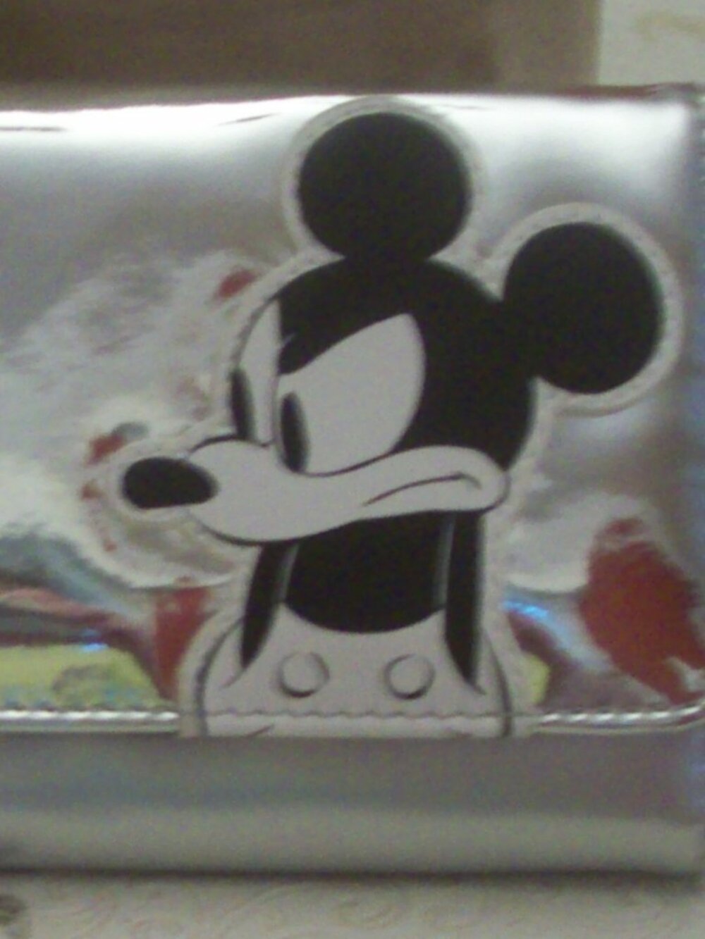 Disney Mickey Mouse Grayscale Metallic Silver Wallet/Clutch/Wristlet NWT + Bonus